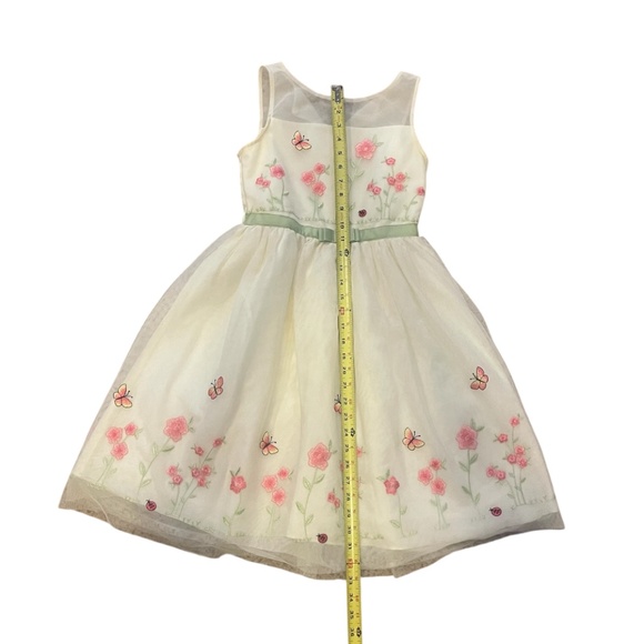 Jona Michelle Girl’s Sleeveless Dress Size 12 Yellow with Embroidered Flowers - Picture 11 of 12